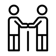 Pictogramme de deux personnes qui se joignent les mains, représentant la proximité