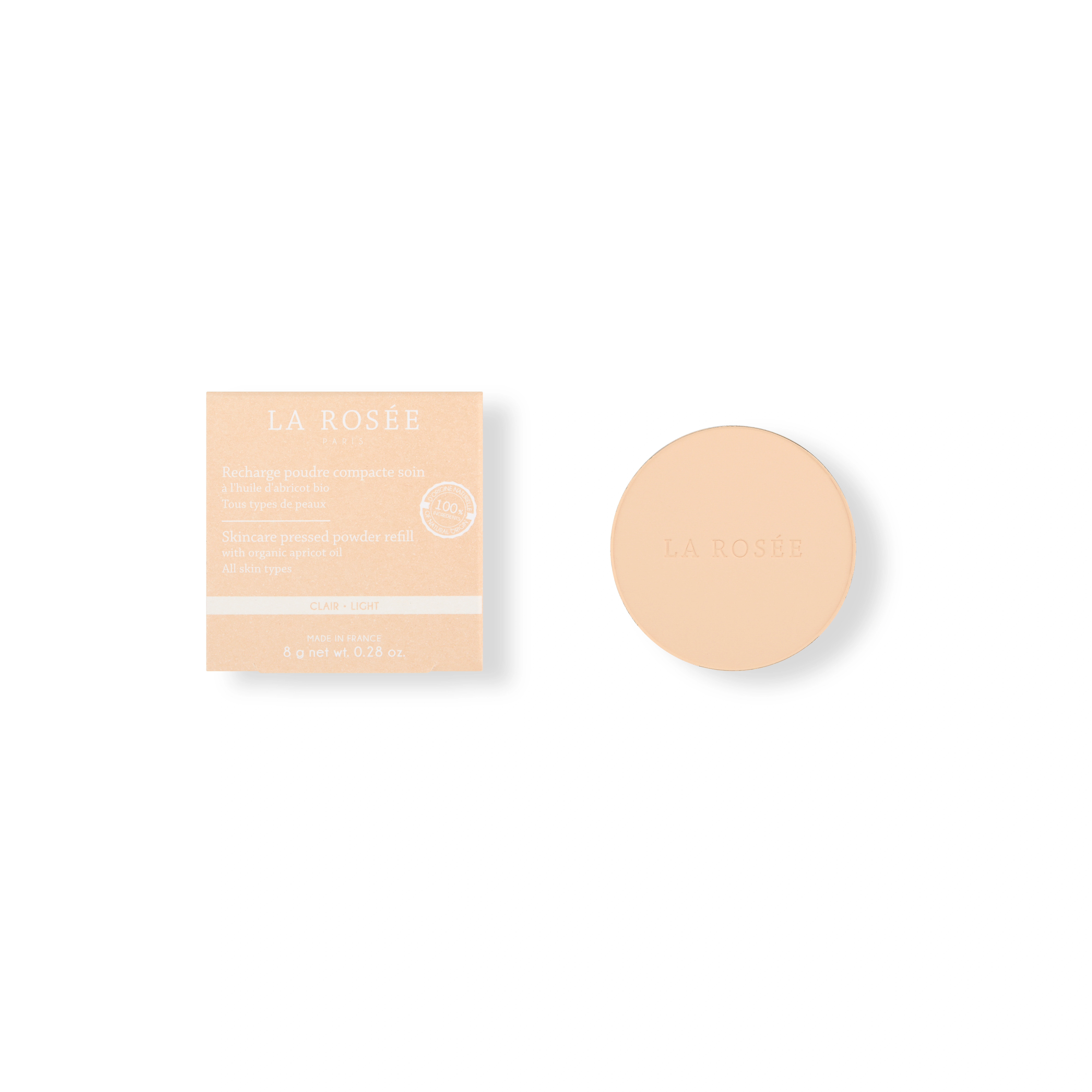 Poudre compacte soin abricot bio La Rosée teinte 01 clair, 8 g