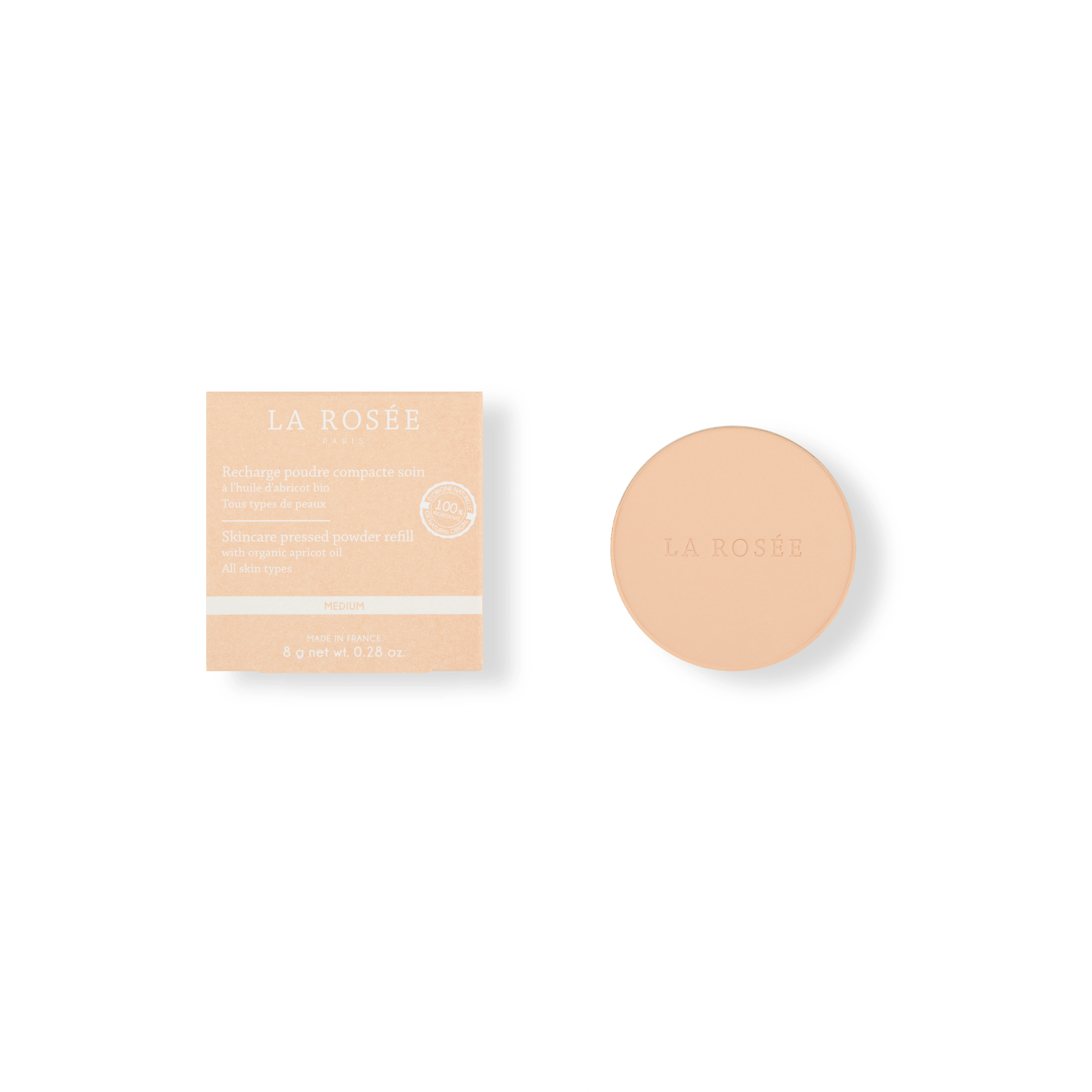 Poudre compacte soin abricot bio La Rosée teinte 02 médium, 8 g