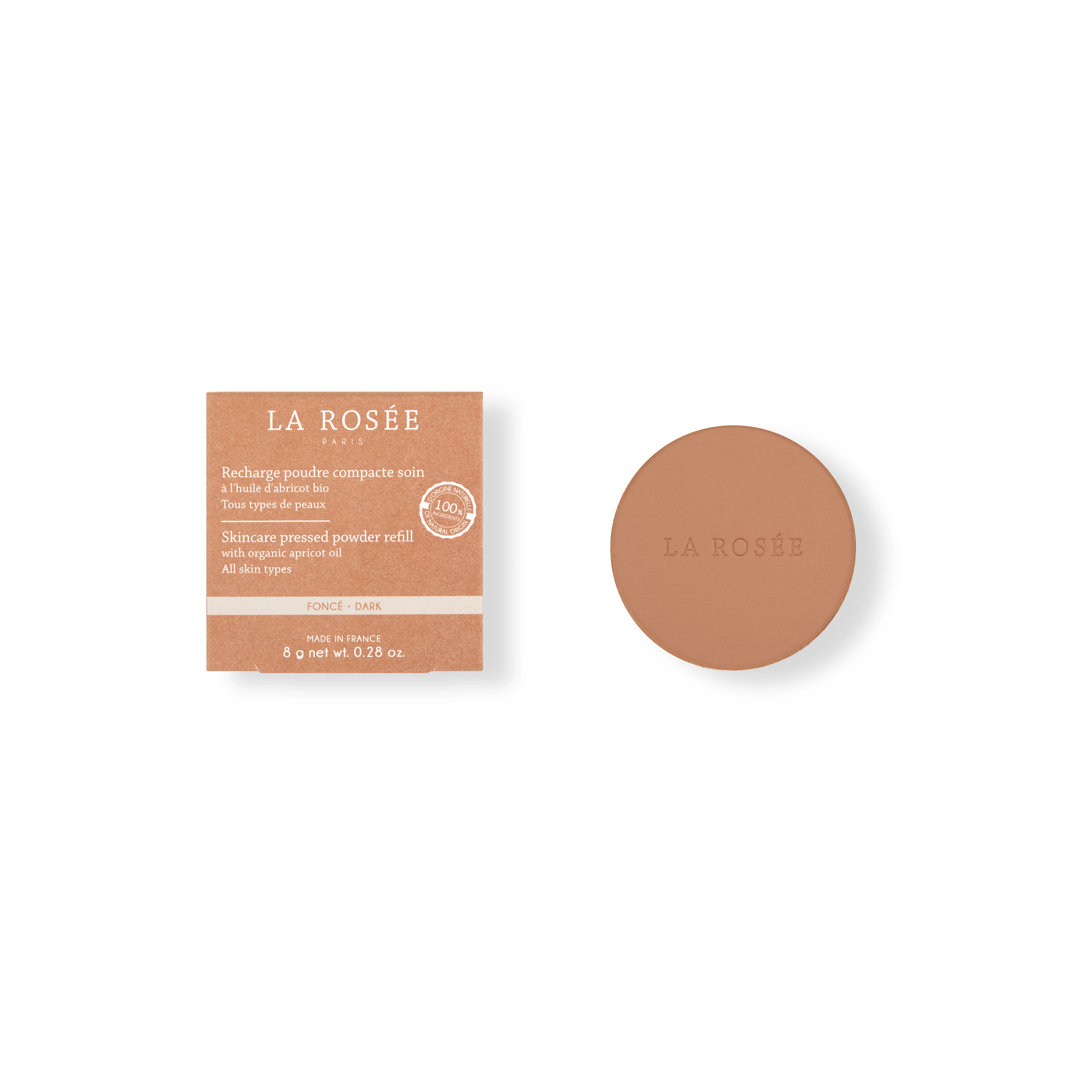 Poudre compacte soin abricot bio La Rosée teinte 04 foncé, 8 g